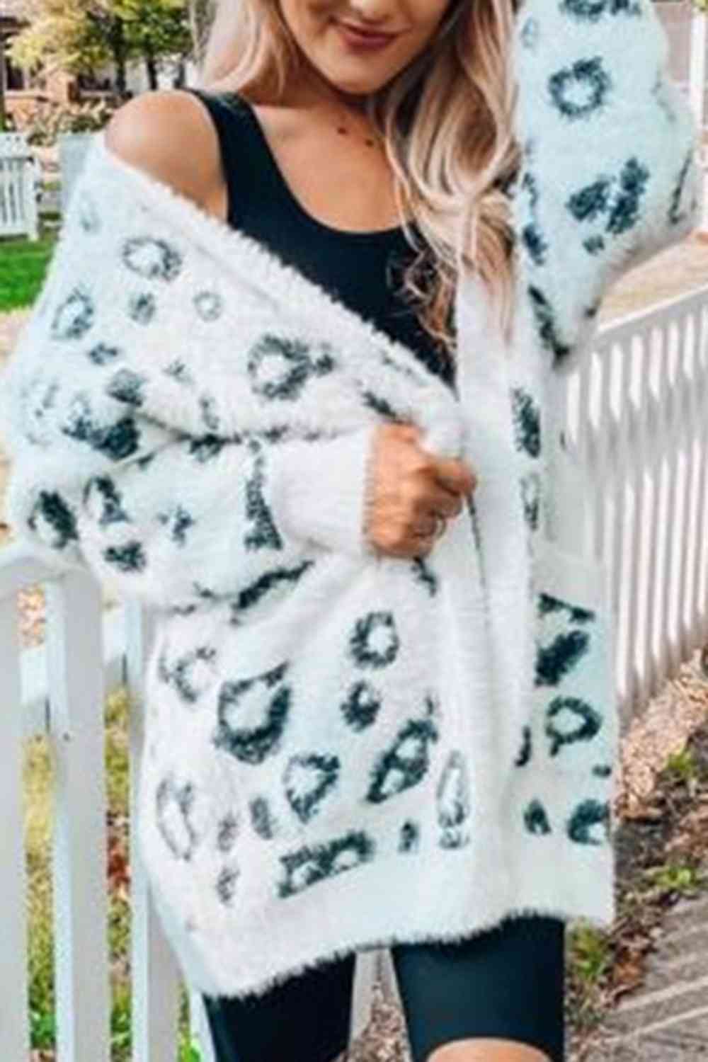 Leopard Open Front Cardigan with Pockets free shipping -Oh Em Gee Boutique