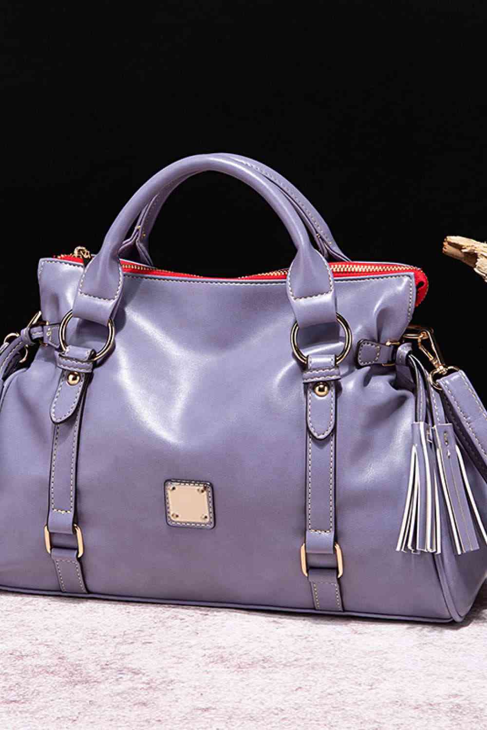 PU Leather Handbag with Tassels free shipping -Oh Em Gee Boutique