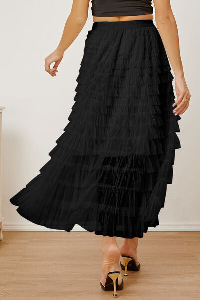 Ruched High Waist Tiered Skirt free shipping -Oh Em Gee Boutique