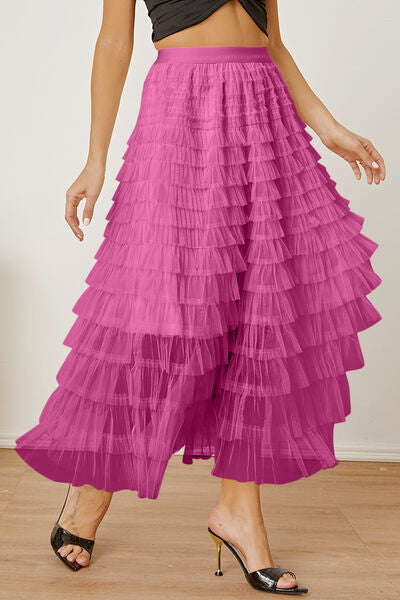 Ruched High Waist Tiered Skirt free shipping -Oh Em Gee Boutique