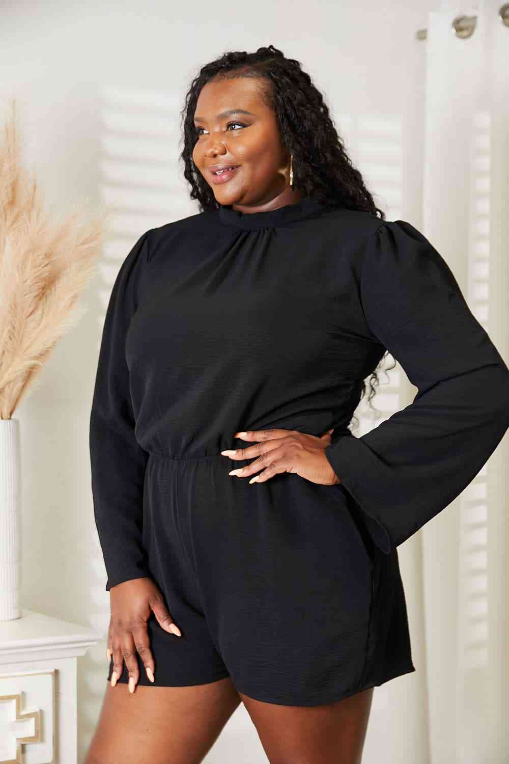 Culture Code Full Size Open Back Romper with Pockets free shipping -Oh Em Gee Boutique