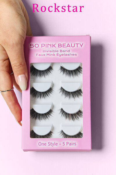 SO PINK BEAUTY Faux Mink Eyelashes 5 Pairs free shipping -Oh Em Gee Boutique