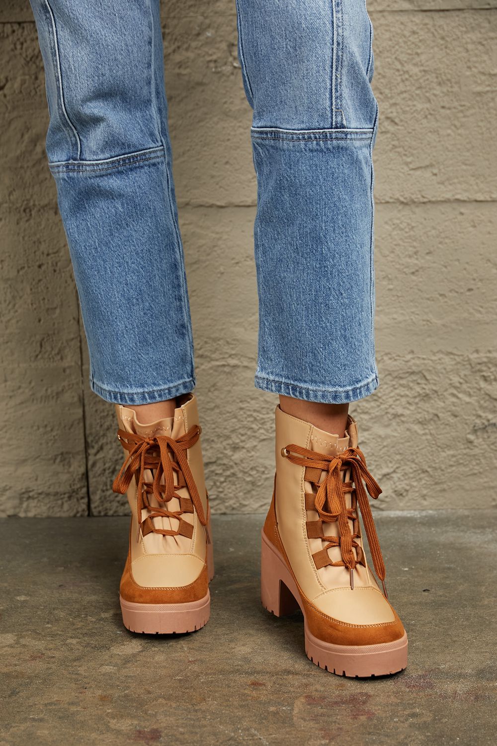 East Lion Corp Lace Up Lug Booties free shipping -Oh Em Gee Boutique
