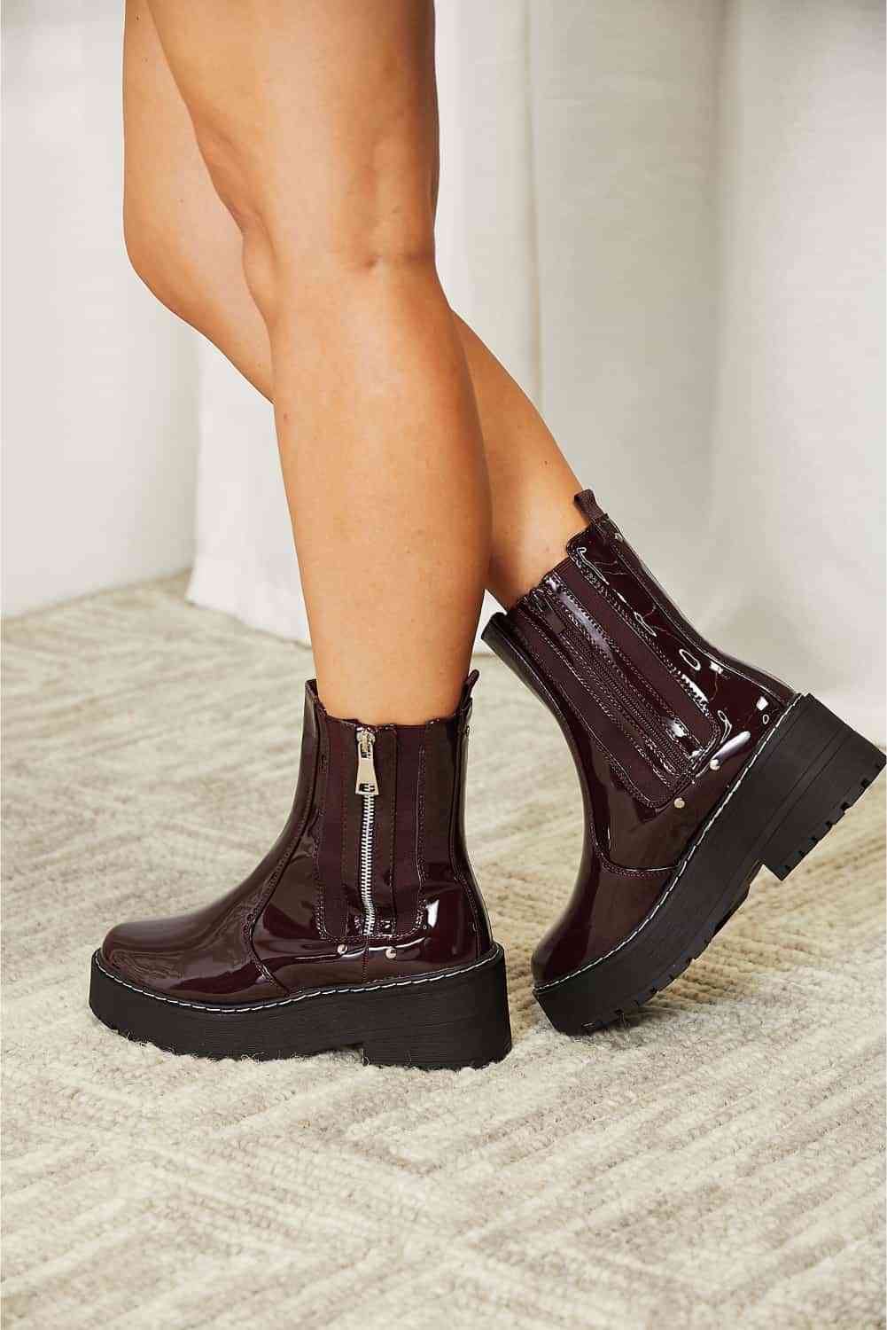 Forever Link Side Zip Platform Boots free shipping -Oh Em Gee Boutique