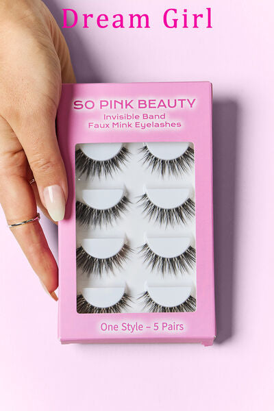 SO PINK BEAUTY Faux Mink Eyelashes 5 Pairs free shipping -Oh Em Gee Boutique