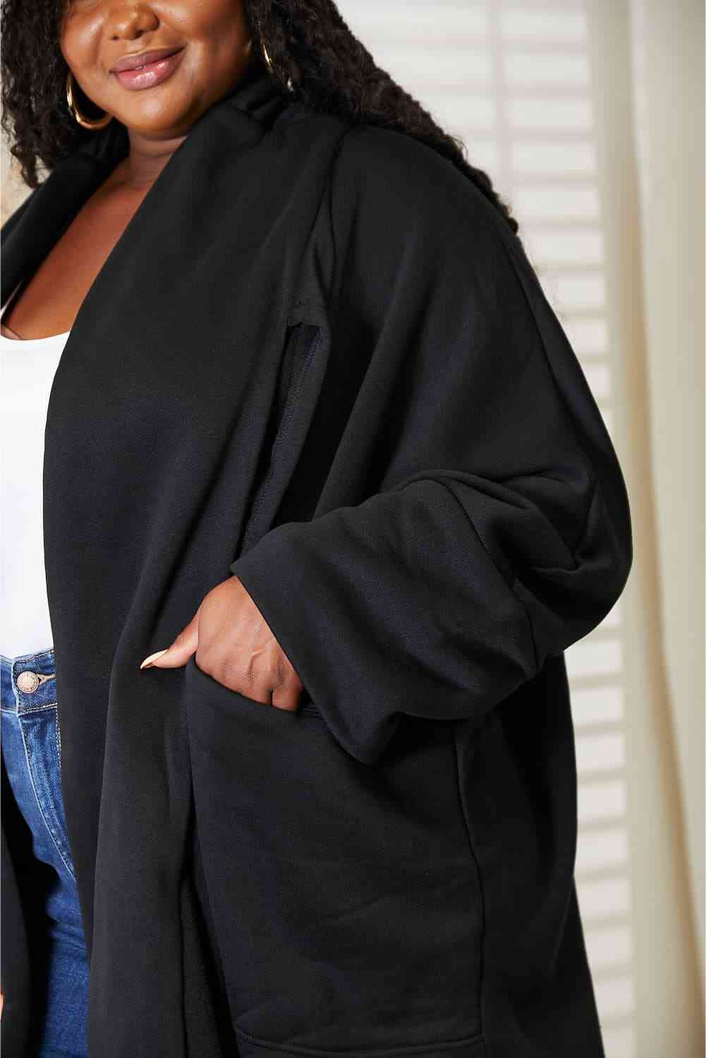 HEYSON Full Size Open Front Cardigan with Scarf Design free shipping -Oh Em Gee Boutique