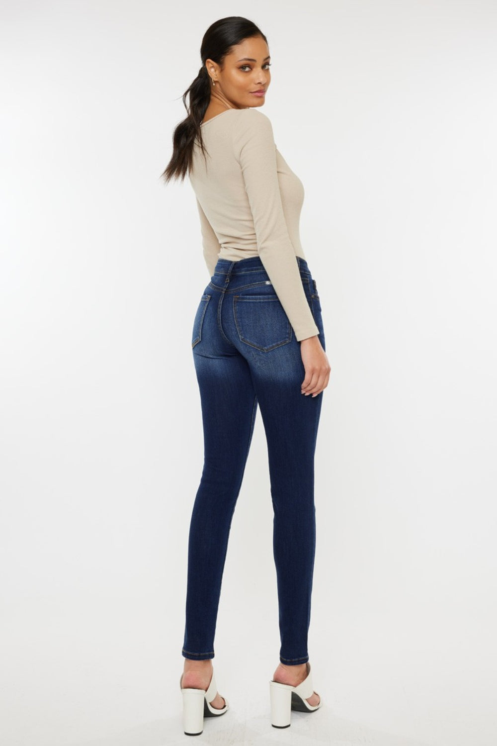 Kancan Mid Rise Gradient Skinny Jeans free shipping -Oh Em Gee Boutique