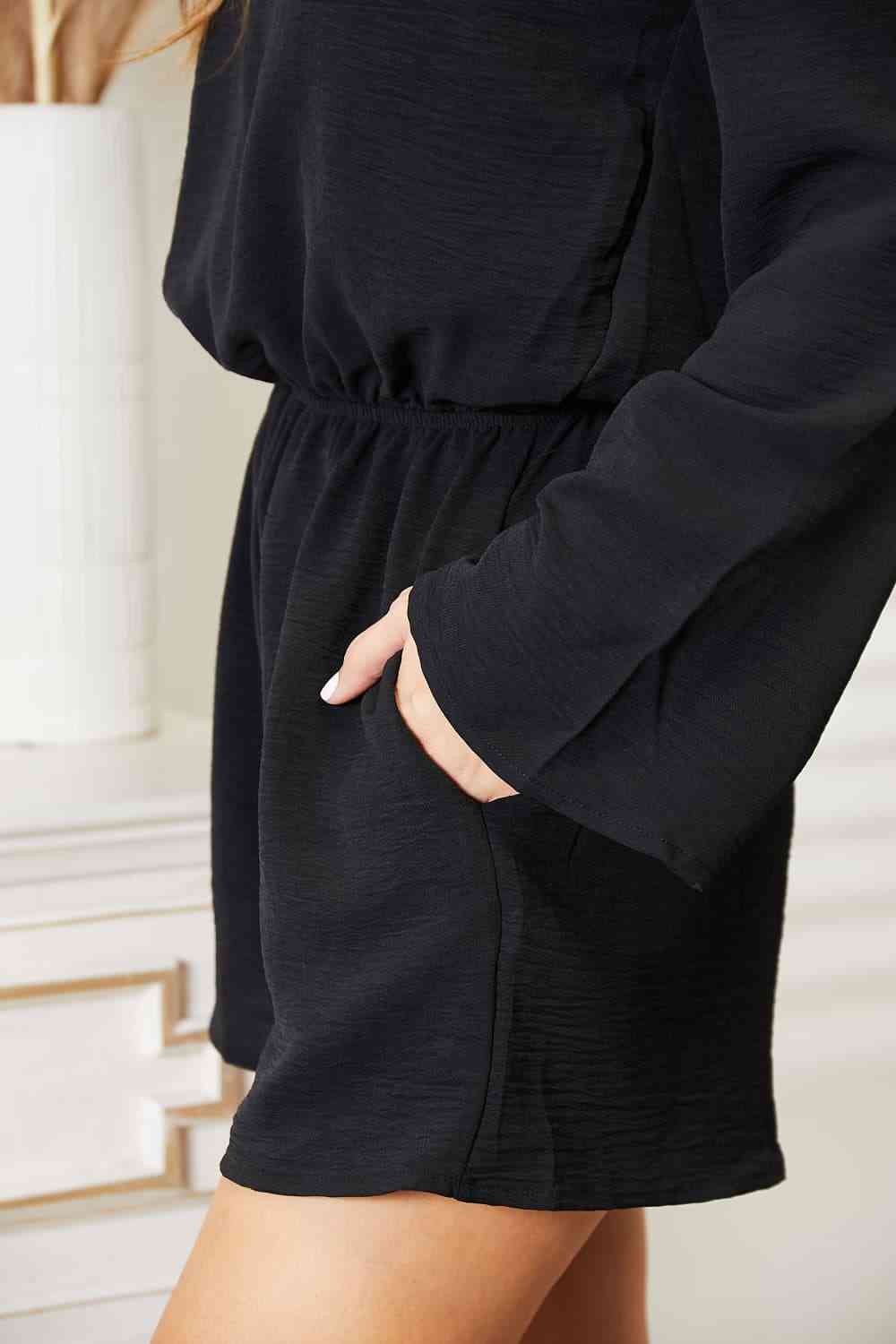 Culture Code Full Size Open Back Romper with Pockets free shipping -Oh Em Gee Boutique