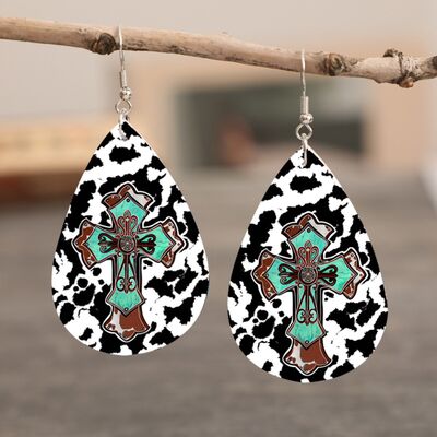 PU Leather Iron Hook Teardrop Earrings free shipping -Oh Em Gee Boutique