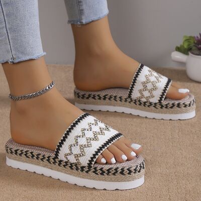 Geometric Weave Platform Sandals free shipping -Oh Em Gee Boutique