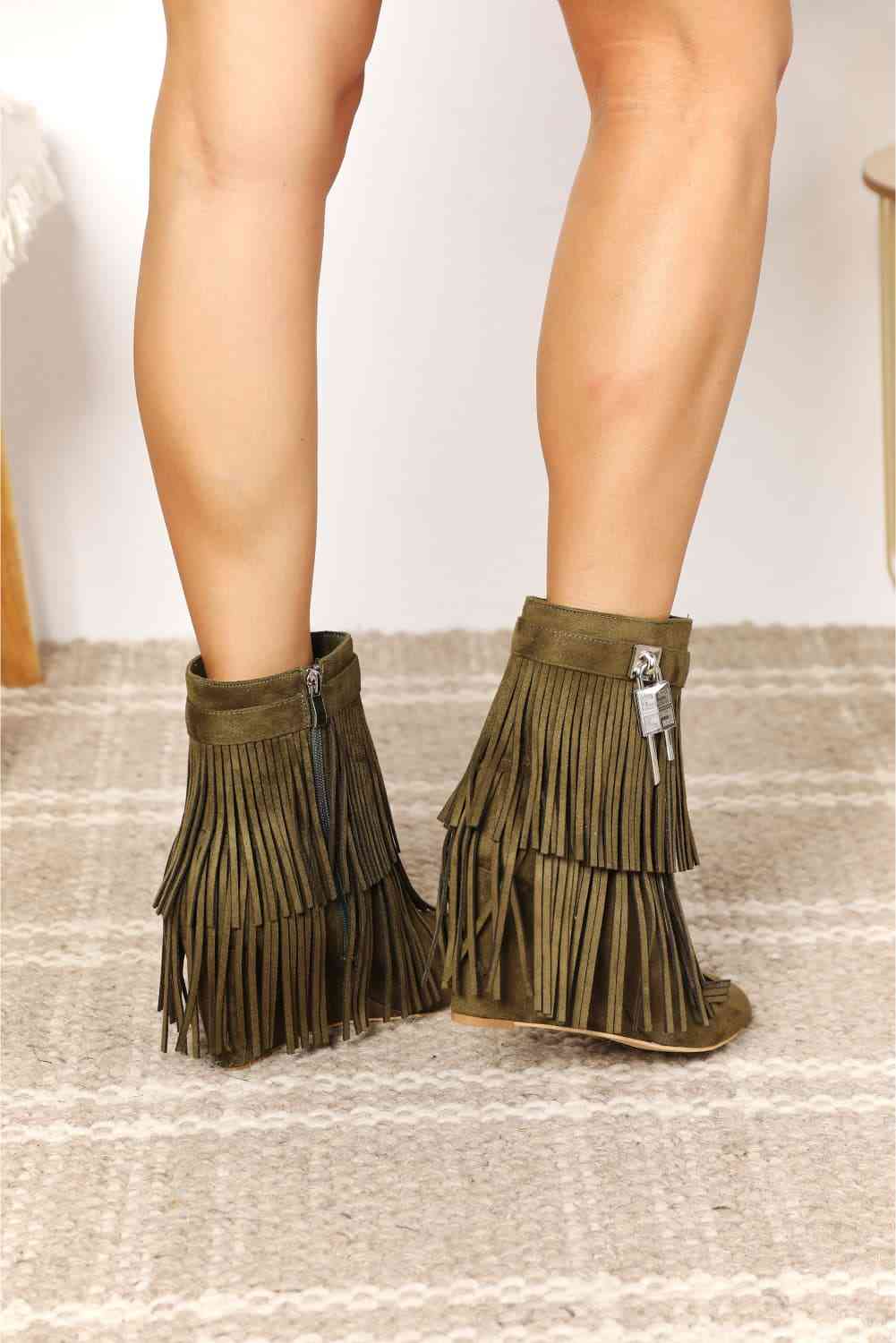 Legend Women's Tassel Wedge Heel Ankle Booties free shipping -Oh Em Gee Boutique