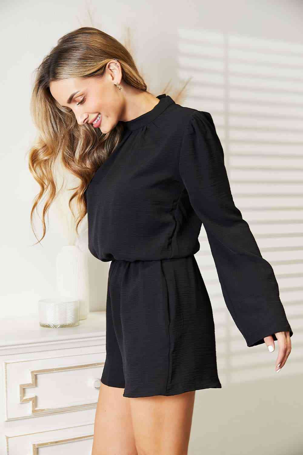 Culture Code Full Size Open Back Romper with Pockets free shipping -Oh Em Gee Boutique
