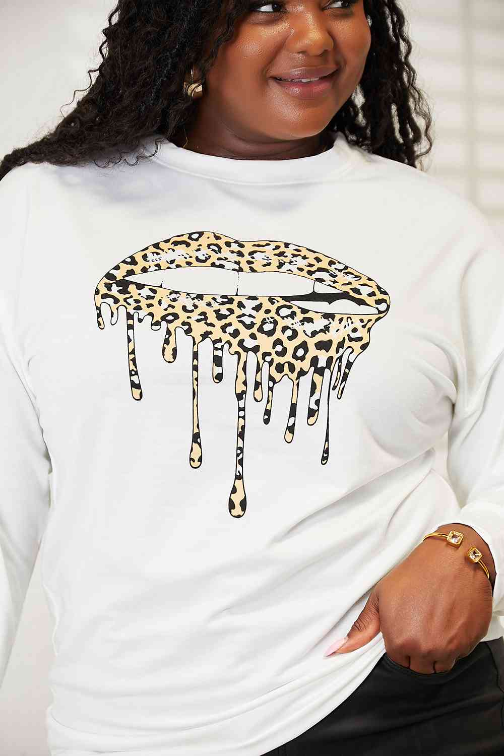 Simply Love Graphic Dropped Shoulder Round Neck Sweatshirt free shipping -Oh Em Gee Boutique
