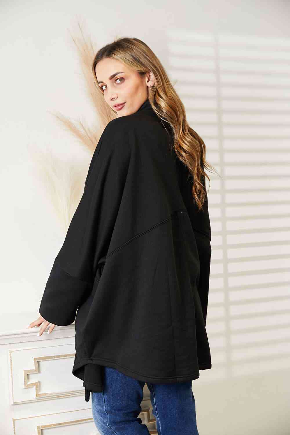 HEYSON Full Size Open Front Cardigan with Scarf Design free shipping -Oh Em Gee Boutique
