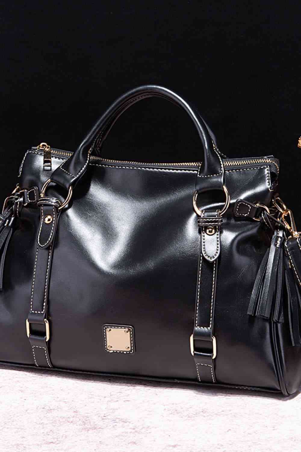 PU Leather Handbag with Tassels free shipping -Oh Em Gee Boutique