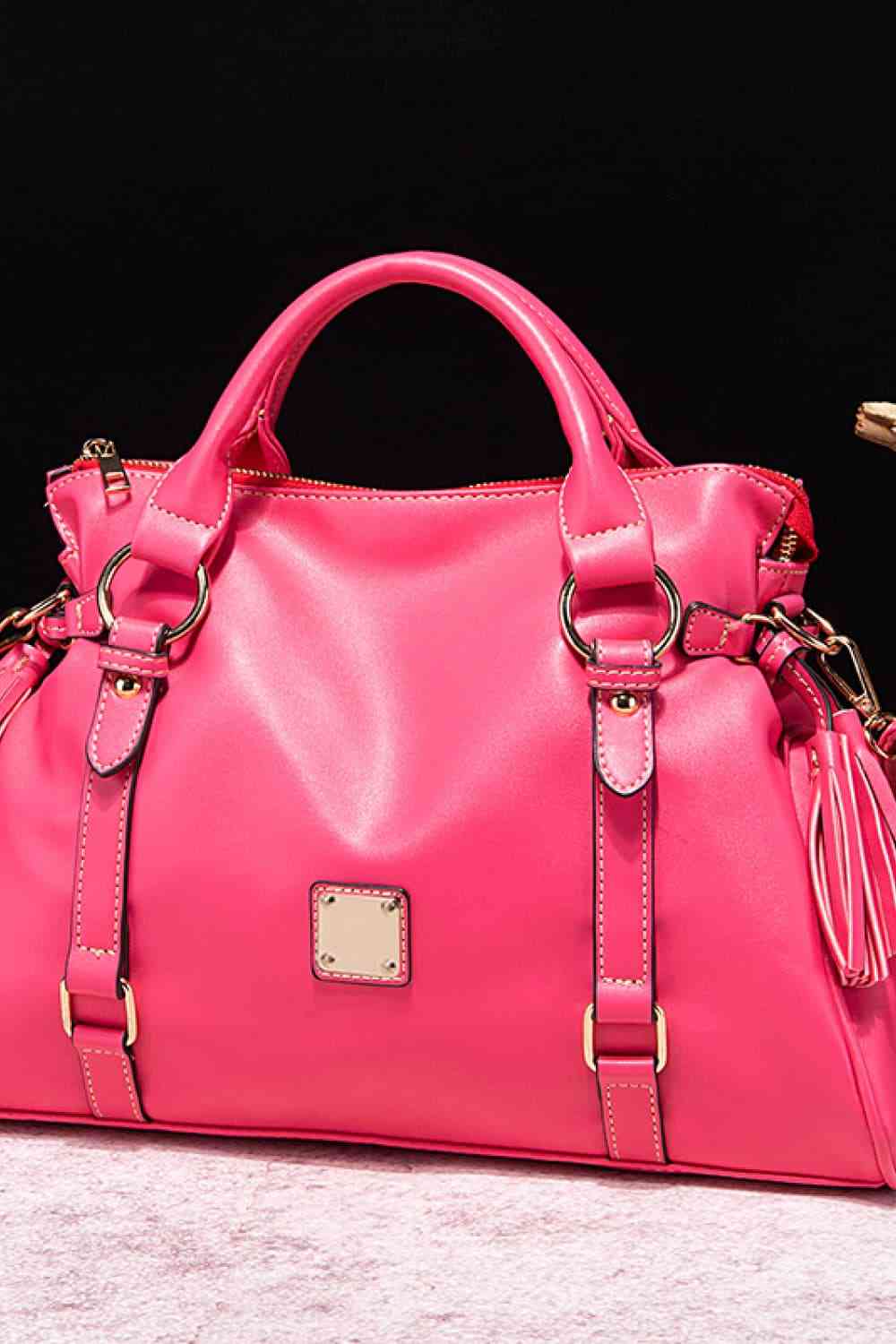 PU Leather Handbag with Tassels free shipping -Oh Em Gee Boutique
