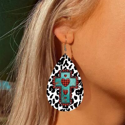 PU Leather Iron Hook Teardrop Earrings free shipping -Oh Em Gee Boutique