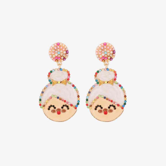 Christmas Rhinestone Alloy Mrs. Claus Earrings free shipping -Oh Em Gee Boutique