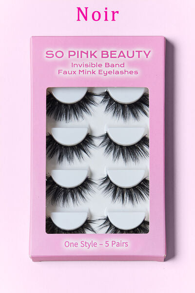 SO PINK BEAUTY Faux Mink Eyelashes 5 Pairs free shipping -Oh Em Gee Boutique