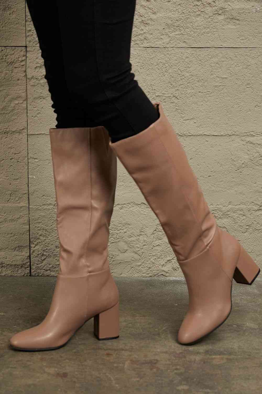 East Lion Corp Block Heel Knee High Boots free shipping -Oh Em Gee Boutique