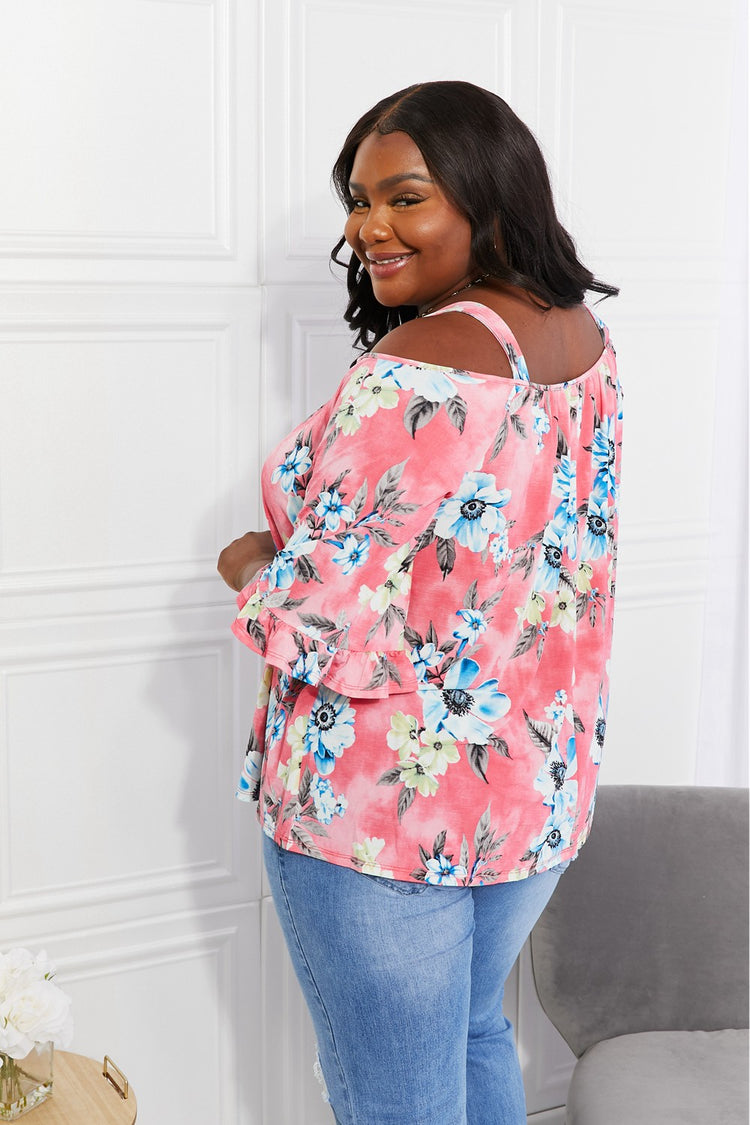 Sew In Love Full Size Fresh Take Floral Cold-Shoulder Top free shipping -Oh Em Gee Boutique