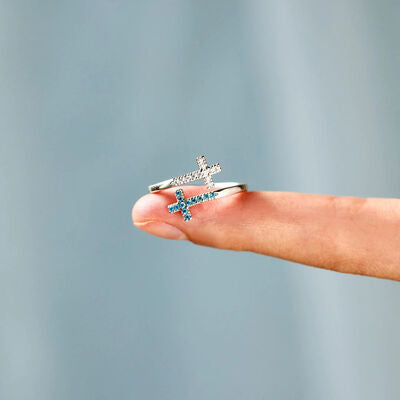 Zircon 925 Sterling Silver Double Cross Bypass Ring free shipping -Oh Em Gee Boutique
