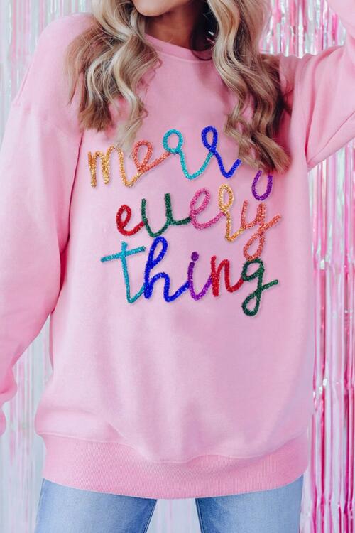 Christmas Letter Graphic Dropped Shoulder Sweatshirt free shipping -Oh Em Gee Boutique
