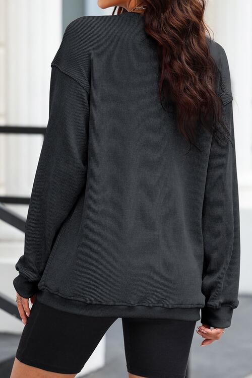 Christmas Sequin Candy Cane Round Neck Sweatshirt free shipping -Oh Em Gee Boutique