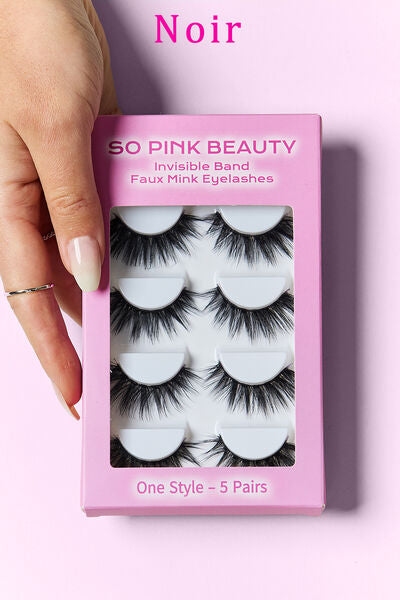 SO PINK BEAUTY Faux Mink Eyelashes 5 Pairs free shipping -Oh Em Gee Boutique