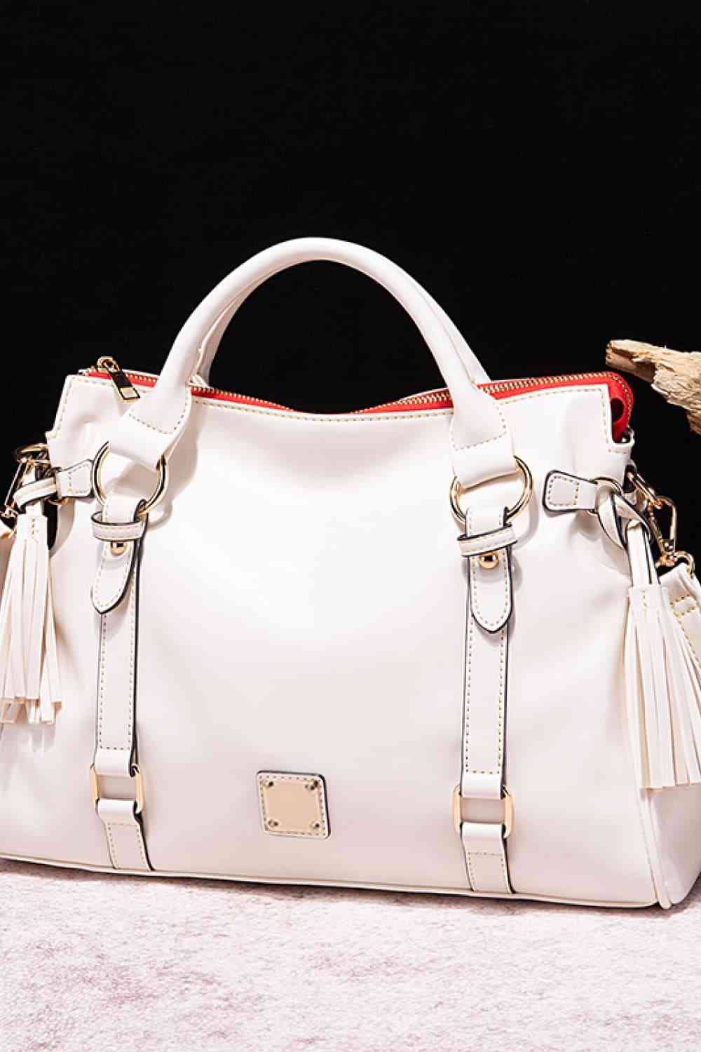 PU Leather Handbag with Tassels free shipping -Oh Em Gee Boutique