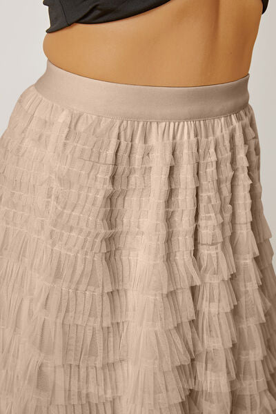 Ruched High Waist Tiered Skirt free shipping -Oh Em Gee Boutique