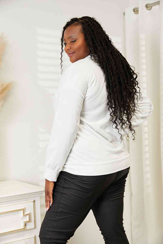 Simply Love Graphic Dropped Shoulder Round Neck Sweatshirt free shipping -Oh Em Gee Boutique