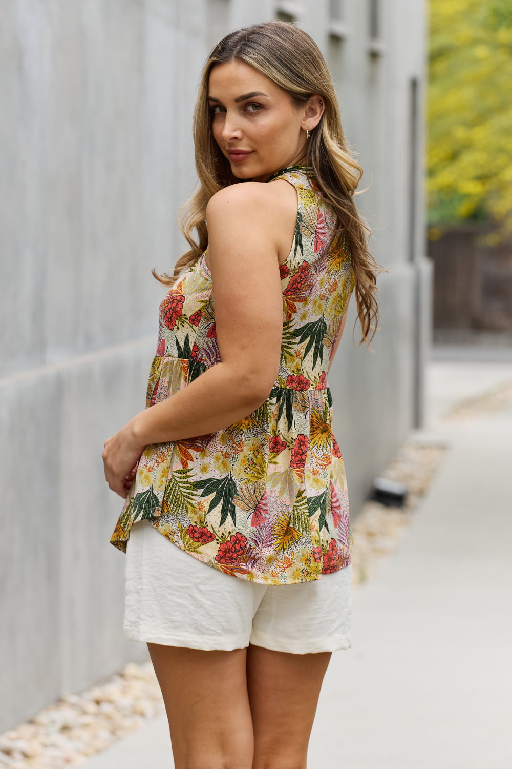 Be Stage Full Size Floral Halter Top in Green free shipping -Oh Em Gee Boutique