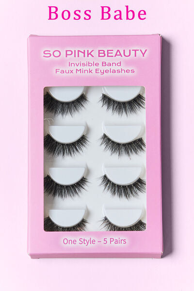 SO PINK BEAUTY Faux Mink Eyelashes 5 Pairs free shipping -Oh Em Gee Boutique