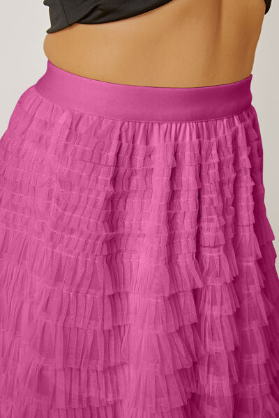Ruched High Waist Tiered Skirt free shipping -Oh Em Gee Boutique