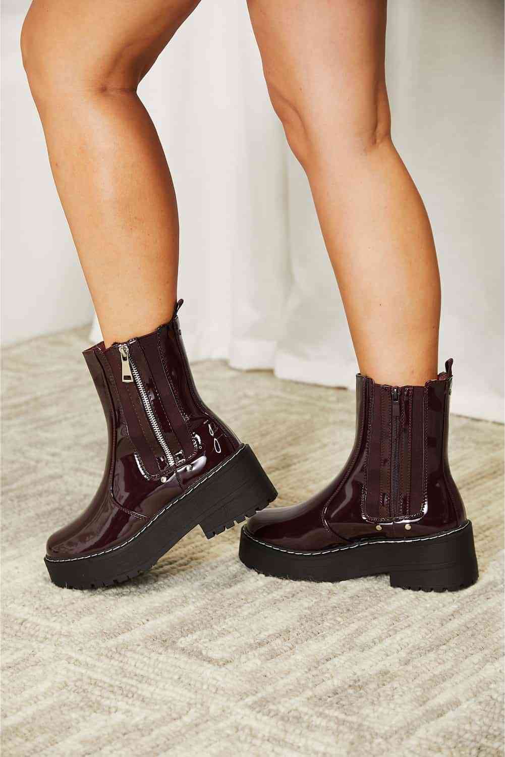 Forever Link Side Zip Platform Boots free shipping -Oh Em Gee Boutique