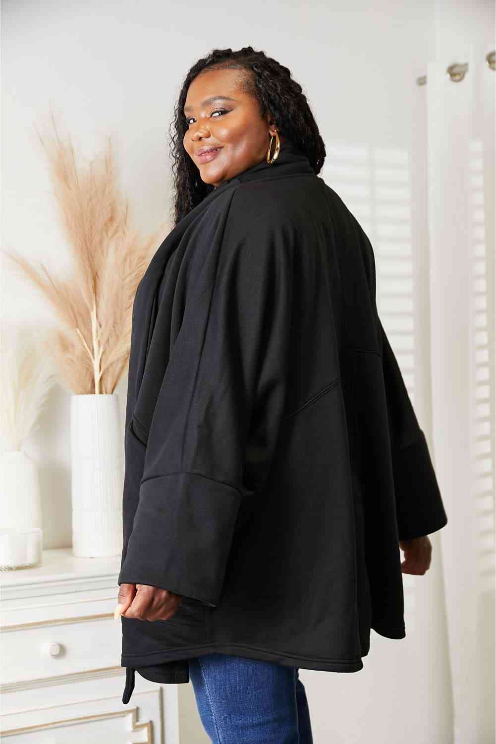 HEYSON Full Size Open Front Cardigan with Scarf Design free shipping -Oh Em Gee Boutique