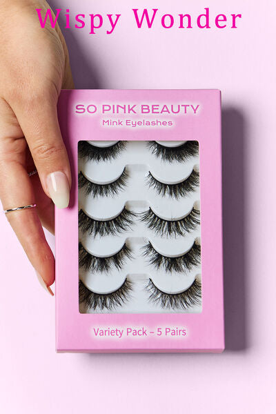 SO PINK BEAUTY Mink Eyelashes Variety Pack 5 Pairs free shipping -Oh Em Gee Boutique