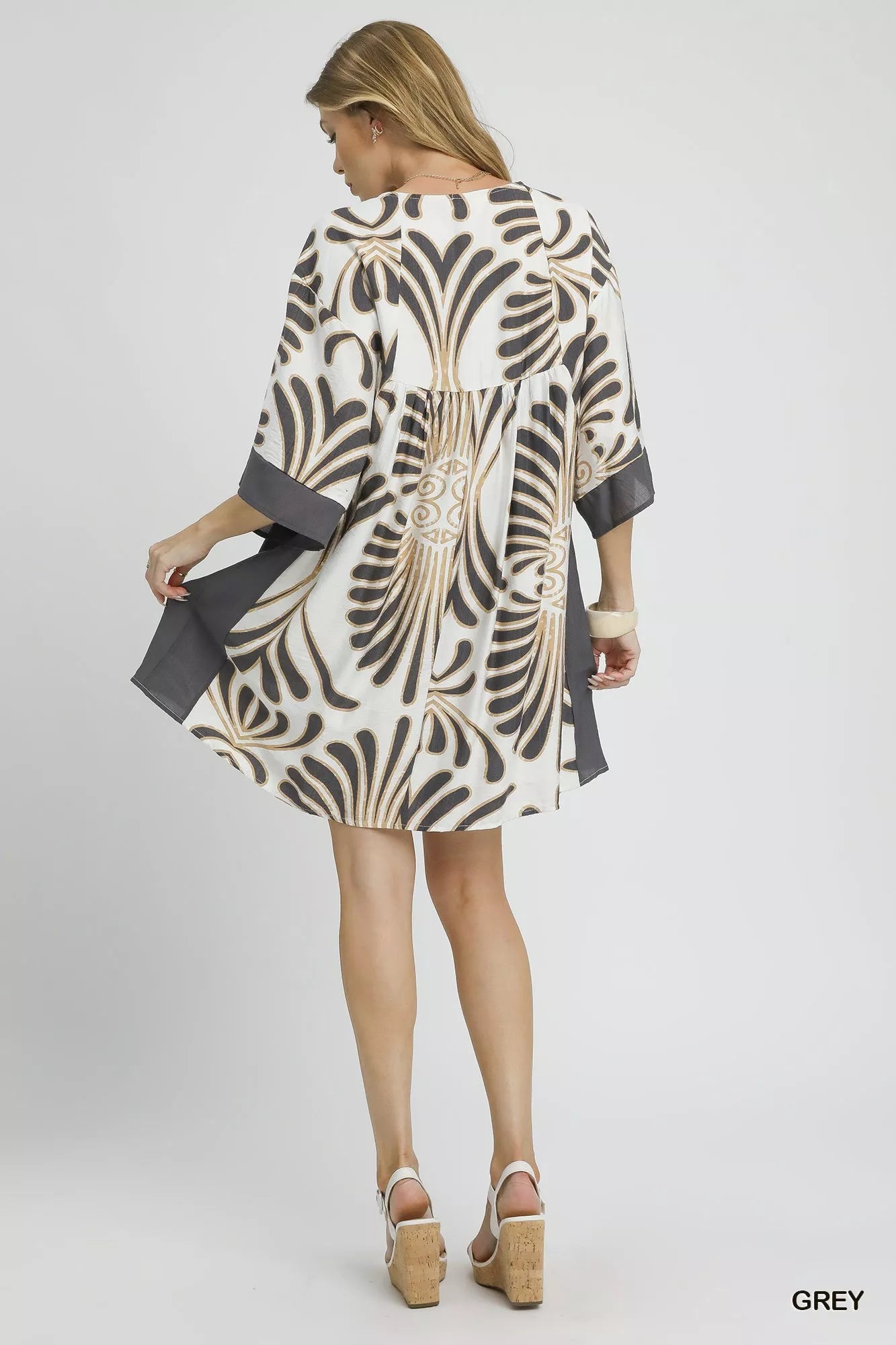 Umgee Abstract Print Kimono Sleeve Mini Dress free shipping -Oh Em Gee Boutique