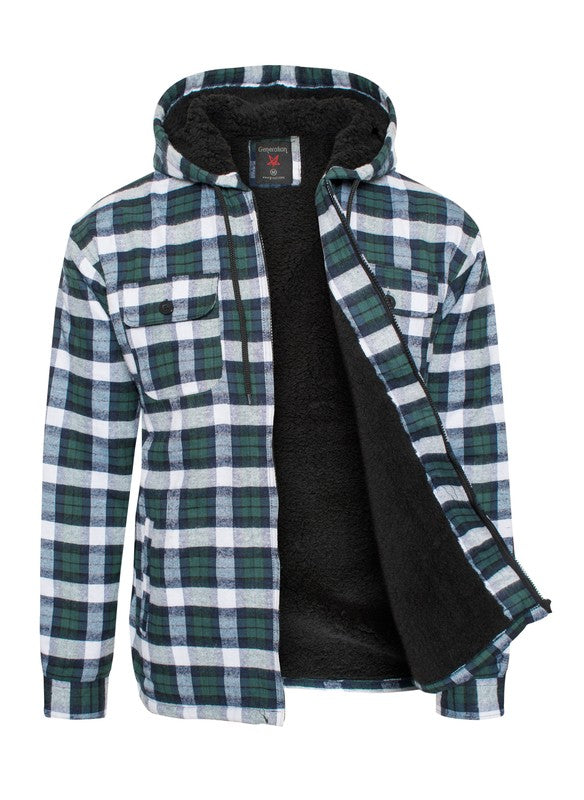 Men's Flannel Sherpa Lining Jacket free shipping -Oh Em Gee Boutique