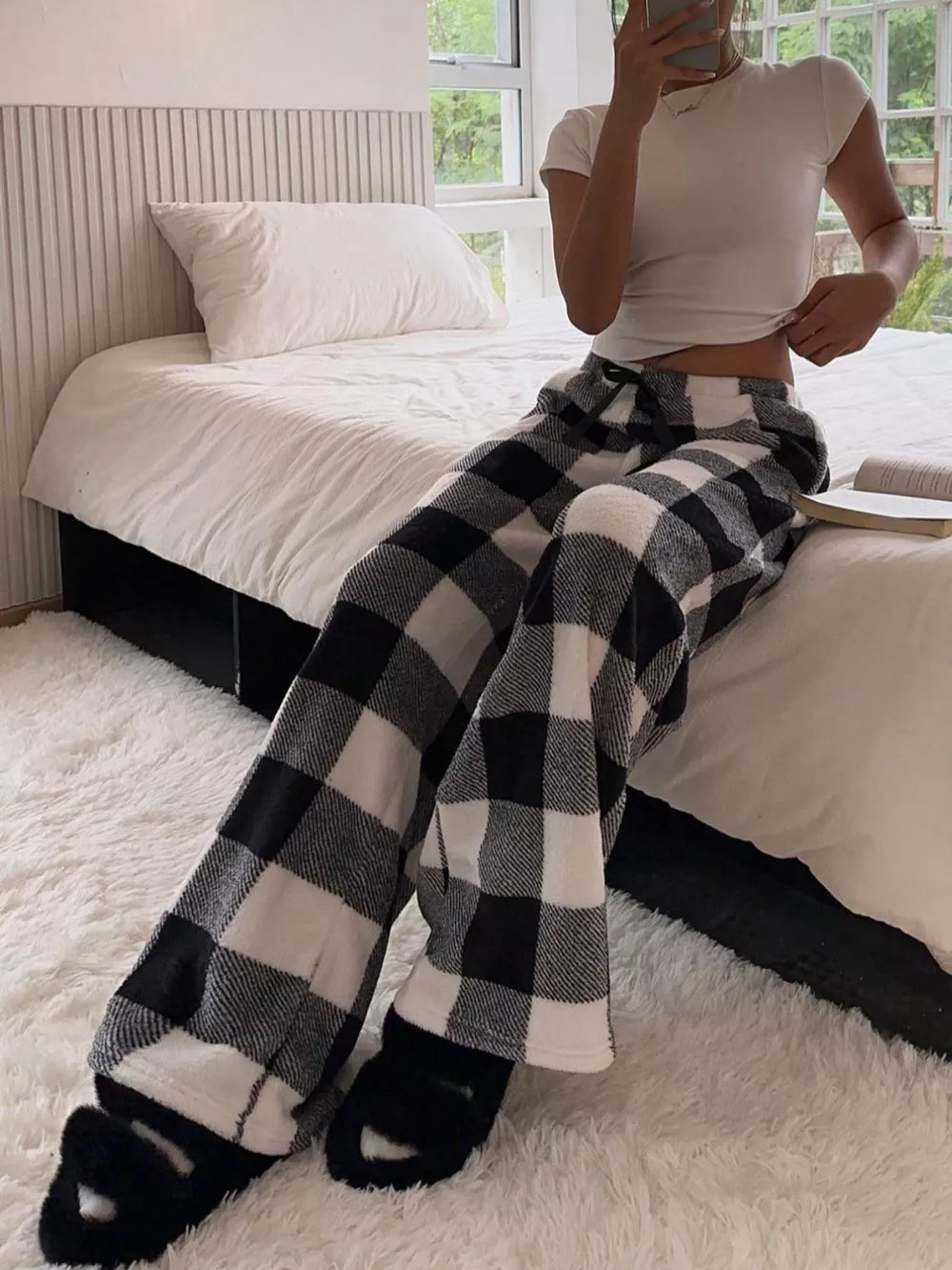Wide Leg Plush Pants free shipping -Oh Em Gee Boutique
