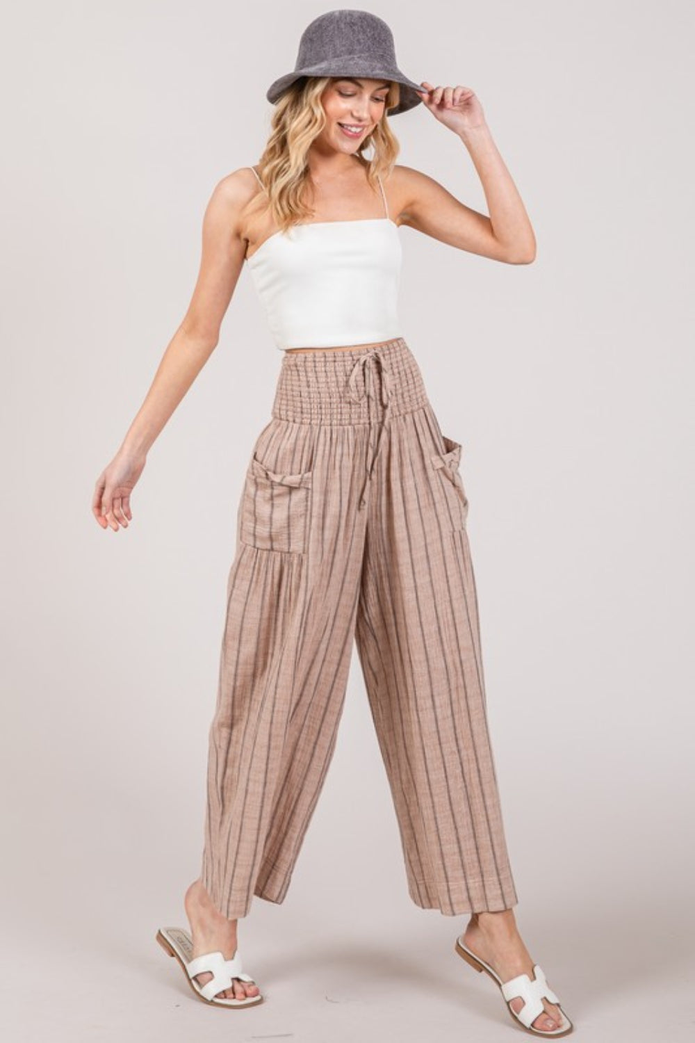 SAGE + FIG Cotton Gauze Wash Stripe Pants free shipping -Oh Em Gee Boutique