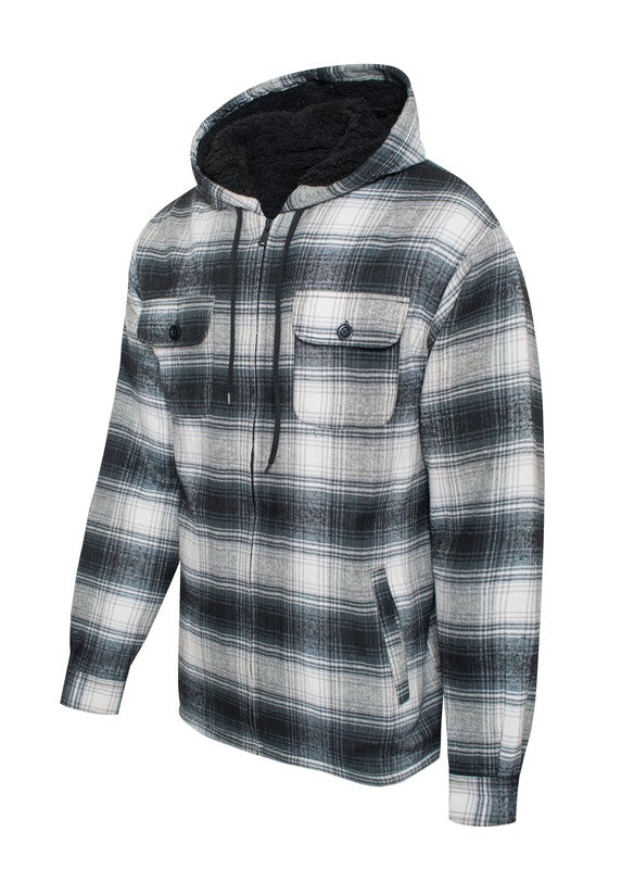 Men's Flannel Sherpa Lining Jacket free shipping -Oh Em Gee Boutique