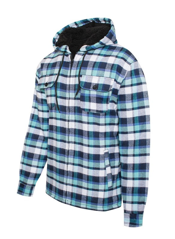 Men's Flannel Sherpa Lining Jacket free shipping -Oh Em Gee Boutique