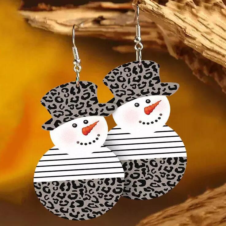 Snowman PU Leather Dangle Earrings free shipping -Oh Em Gee Boutique