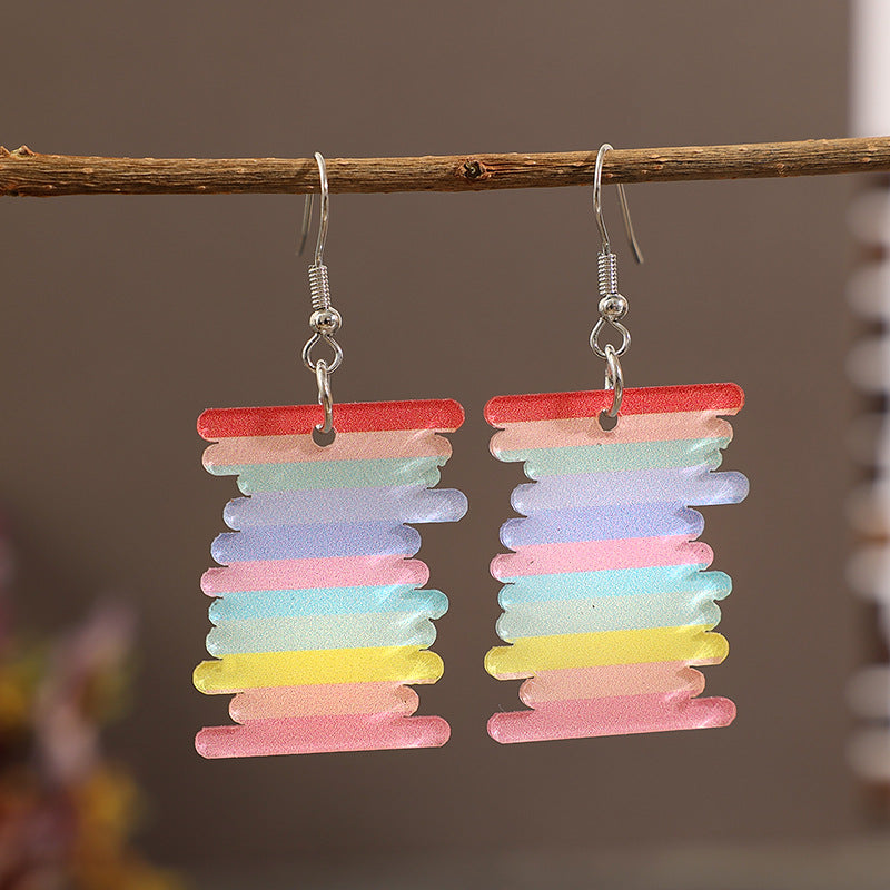 Acrylic Rainbow Dangle Earrings free shipping -Oh Em Gee Boutique