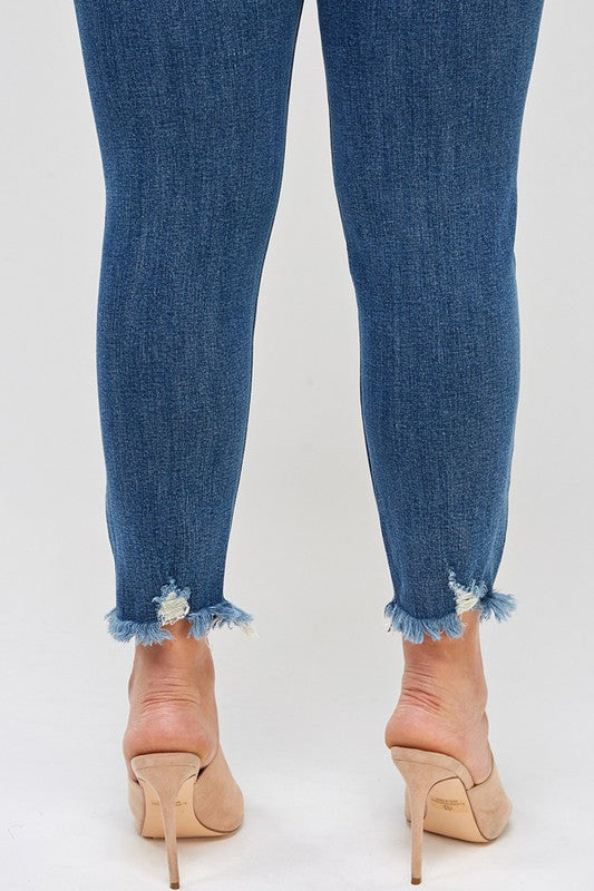 Plus Size High Rise Distressed Ankle Skinny Jeans free shipping -Oh Em Gee Boutique