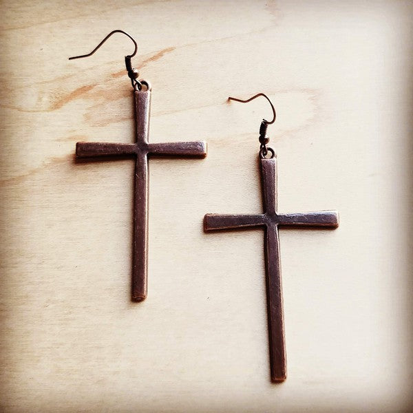 Copper Cross Earrings free shipping -Oh Em Gee Boutique