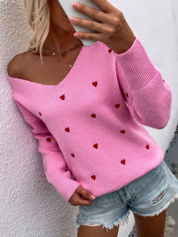 Heart Sweater free shipping -Oh Em Gee Boutique