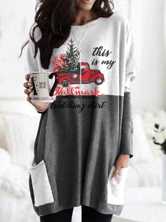 Full Size Graphic Two-Tone Round Neck Long Sleeve T-Shirt free shipping -Oh Em Gee Boutique